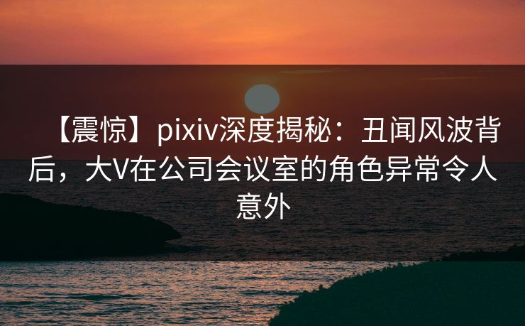 【震惊】pixiv深度揭秘：丑闻风波背后，大V在公司会议室的角色异常令人意外