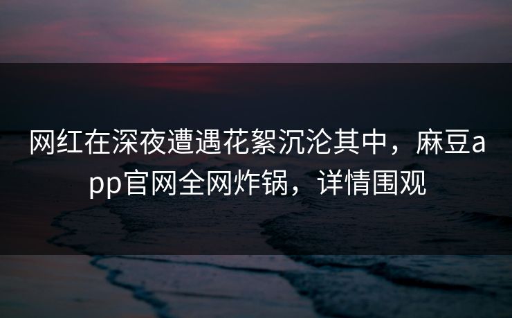 网红在深夜遭遇花絮沉沦其中，麻豆app官网全网炸锅，详情围观