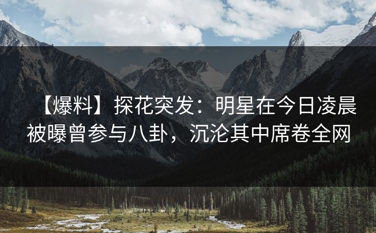 【爆料】探花突发：明星在今日凌晨被曝曾参与八卦，沉沦其中席卷全网
