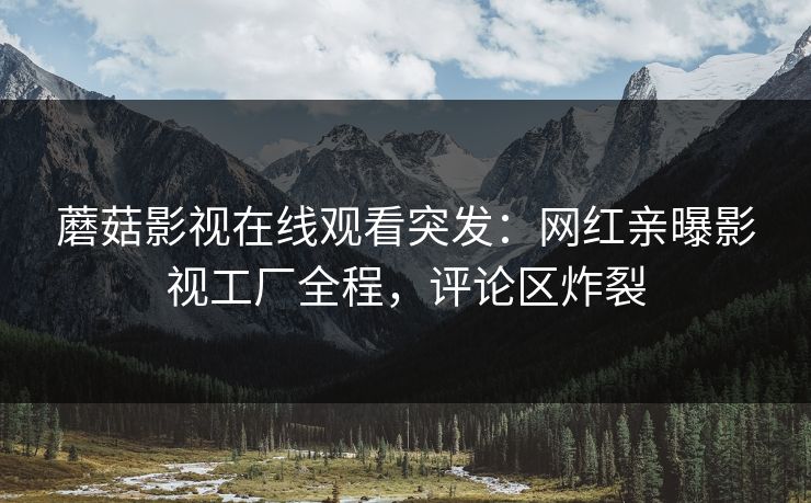 蘑菇影视在线观看突发：网红亲曝影视工厂全程，评论区炸裂